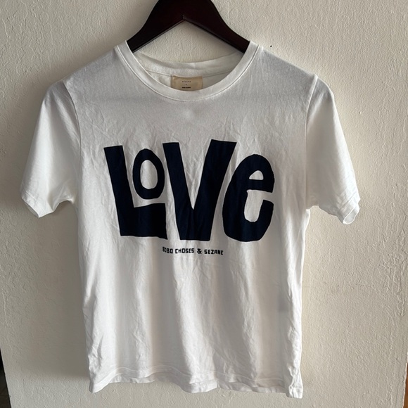 White T-Shirt with Love Print - Picture 1 of 6